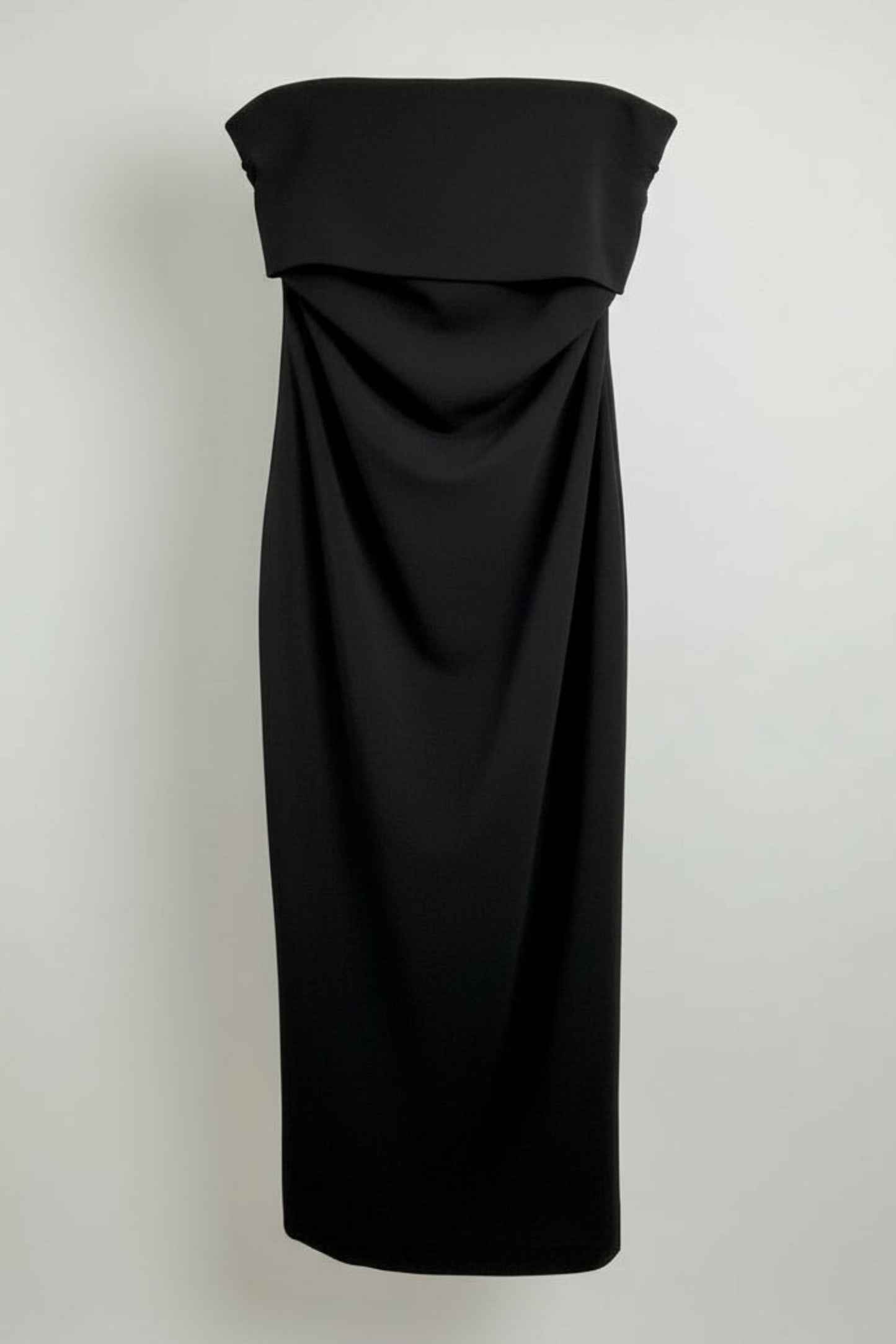 VESTIDO MIDI DRAPEADO NEGRO