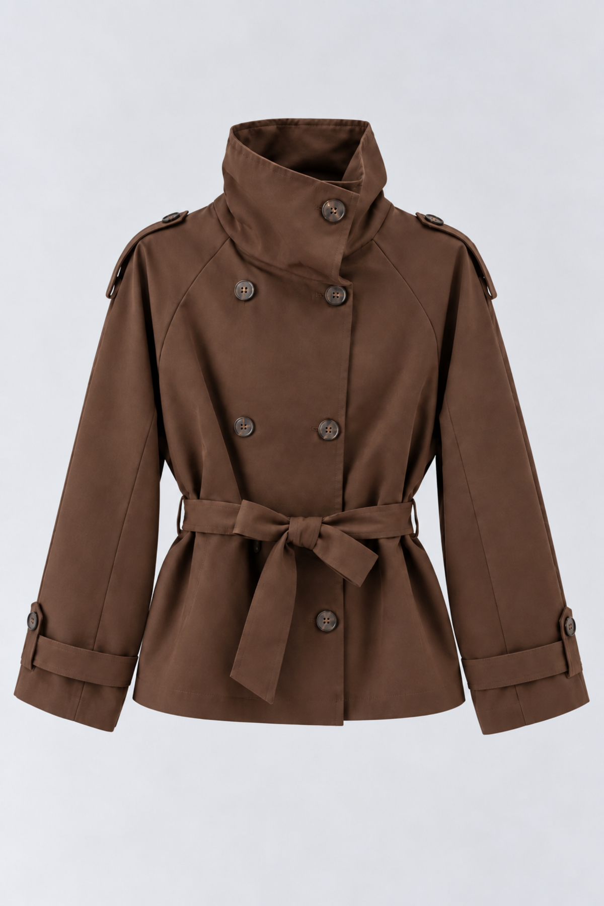 TRENCH CORTA CINTURON MARRON