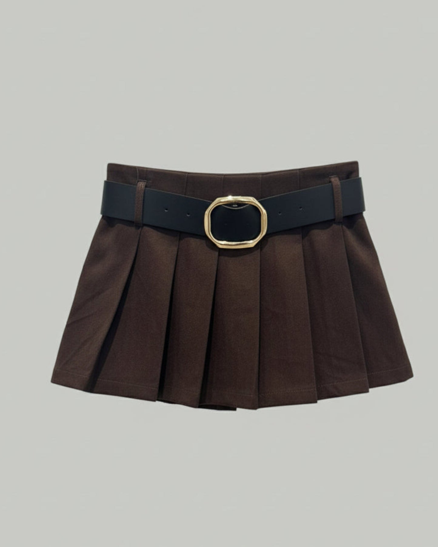 FALDA PANTALON TABLAS CINTURÓN MARRÓN