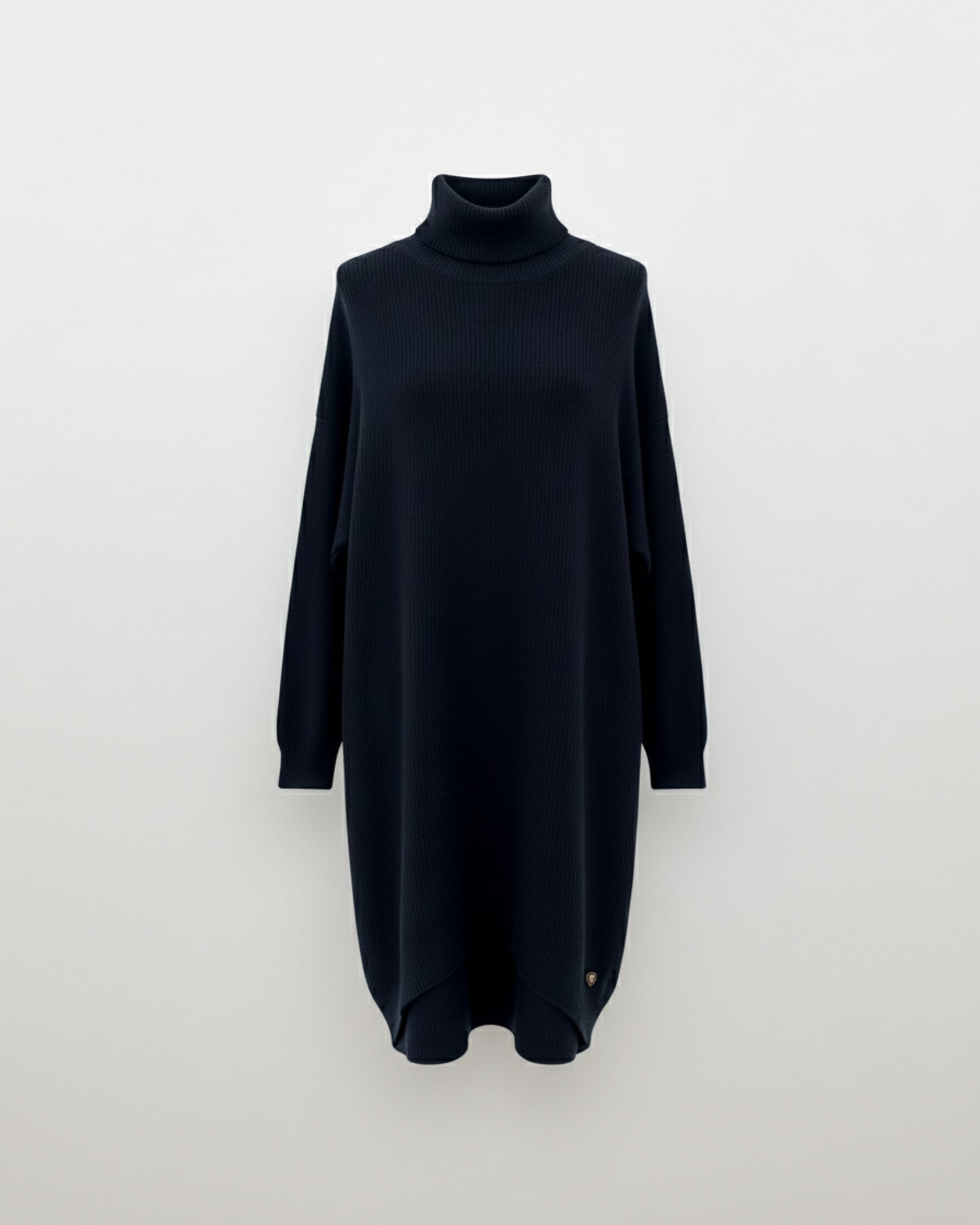 VESTIDO MIDI PUNTO CUELLO SUBIDO AZUL