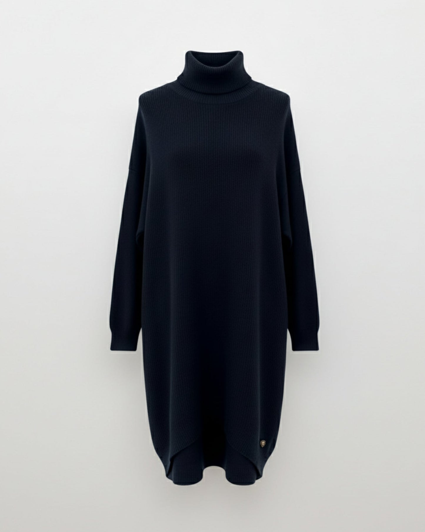 VESTIDO MIDI PUNTO CUELLO SUBIDO AZUL