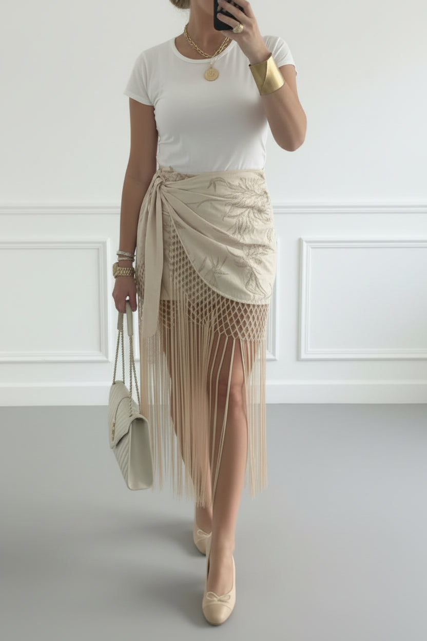 FALDA PANTALON BORDADA FLECOS