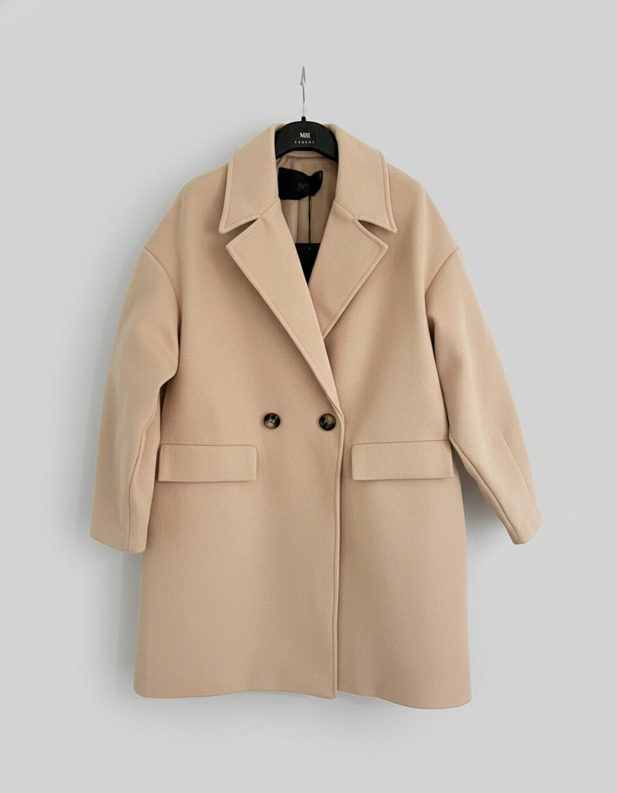 ABRIGO CRUZADO CORTO BEIGE