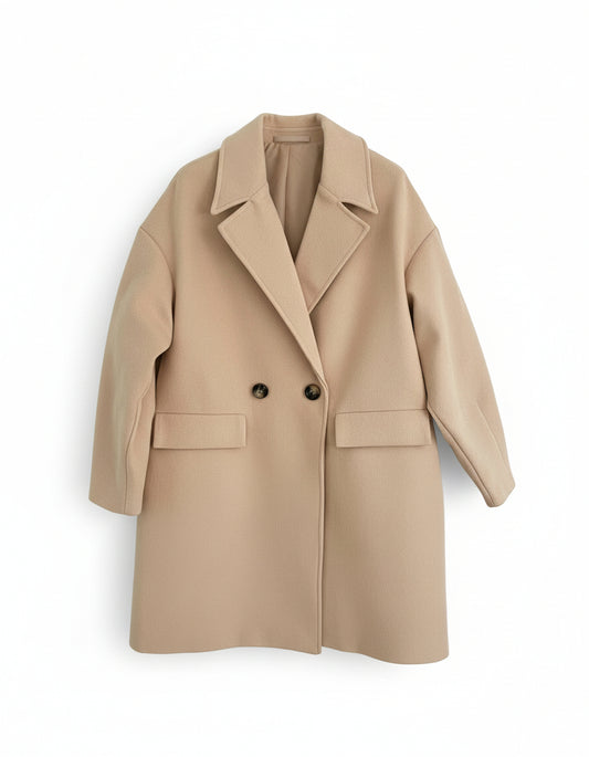 ABRIGO CRUZADO CORTO BEIGE