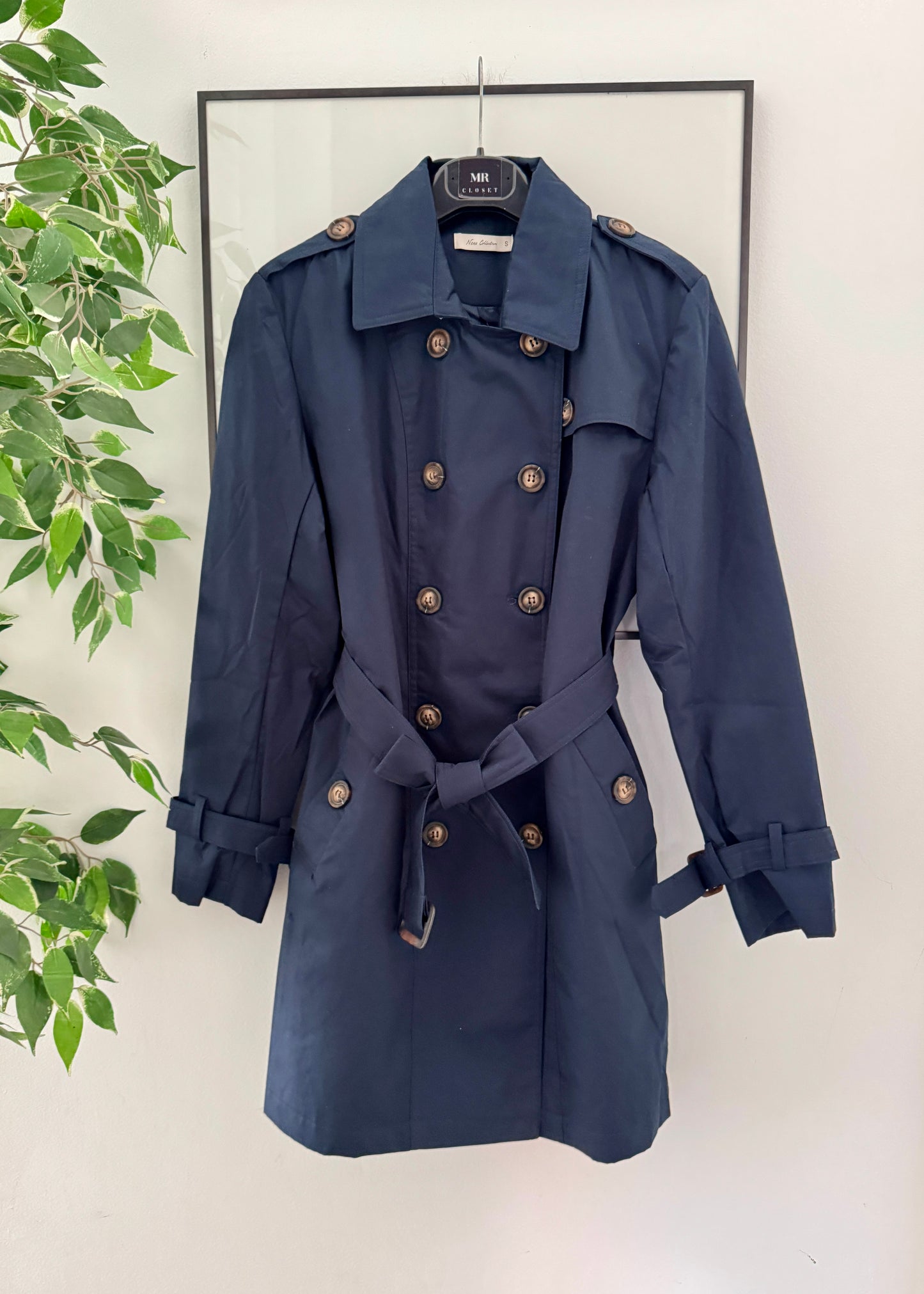 TRENCH CRUZADA AZUL MARINO