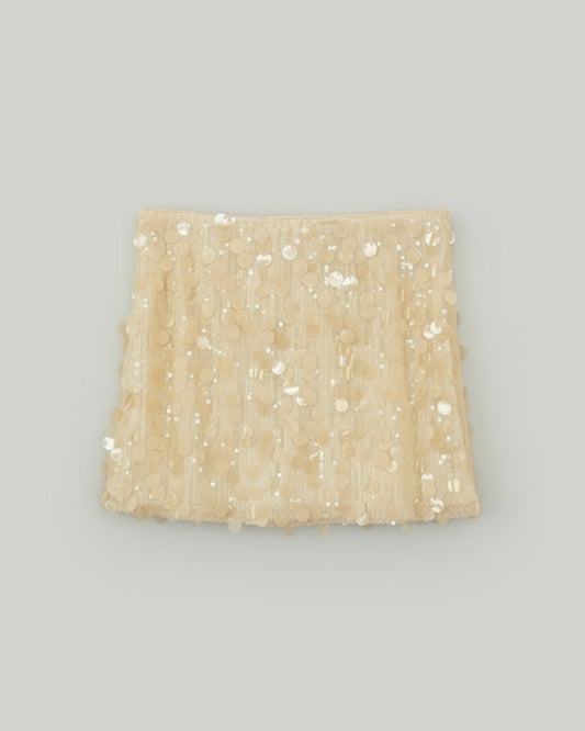 FALDA MINI LENTEJUELAS BEIGE