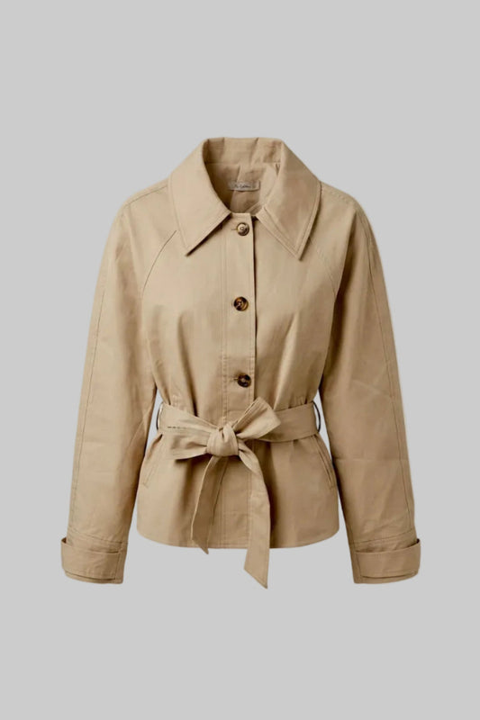 TRENCH CORTA CINTURON BEIGE
