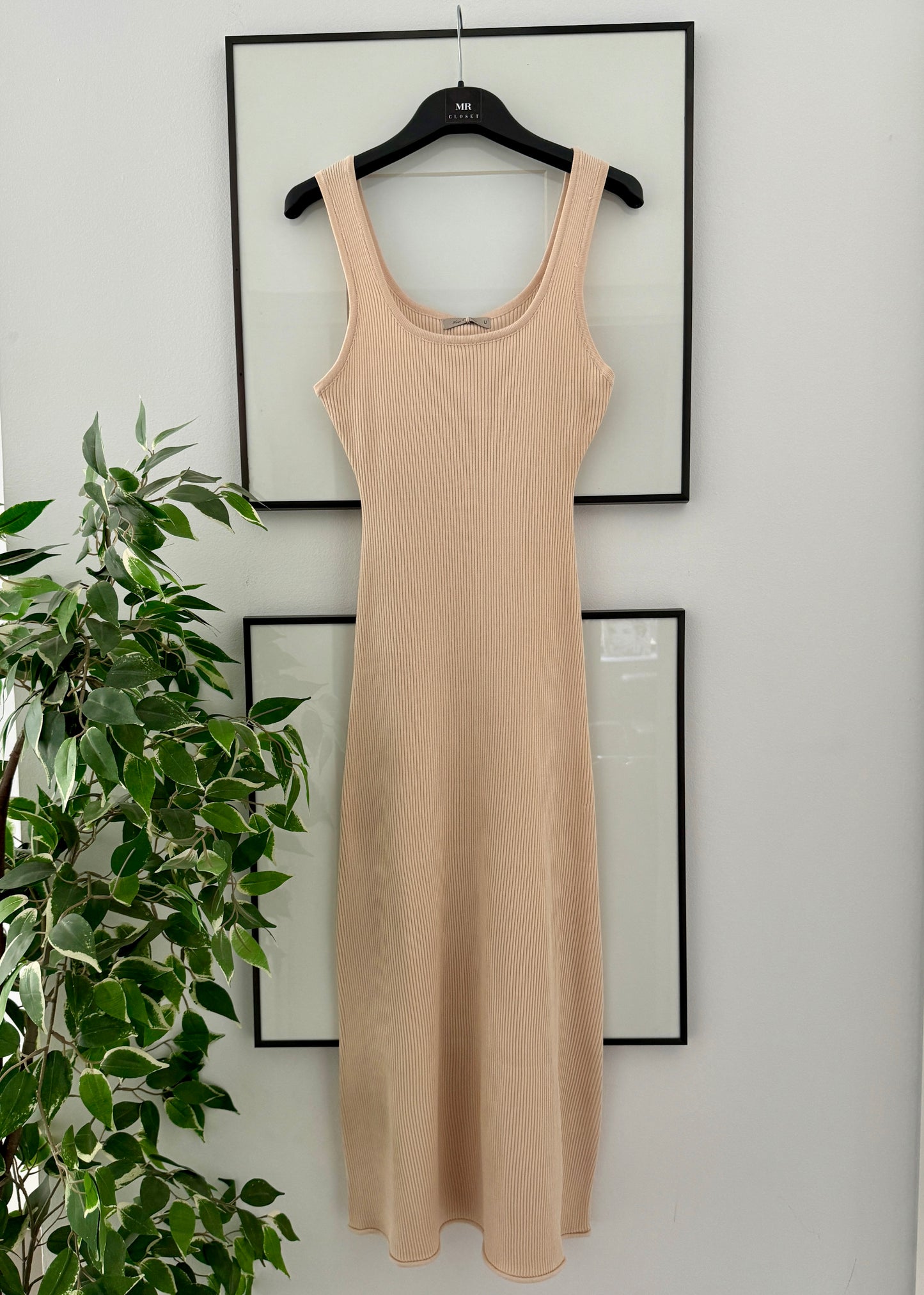 VESTIDO MIDI PUNTO BEIGE