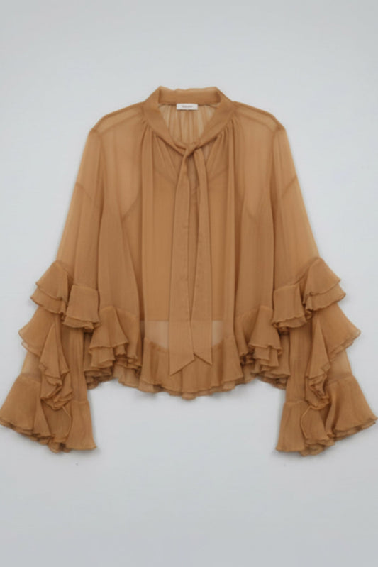 BLUSA VOLANTES CAMEL