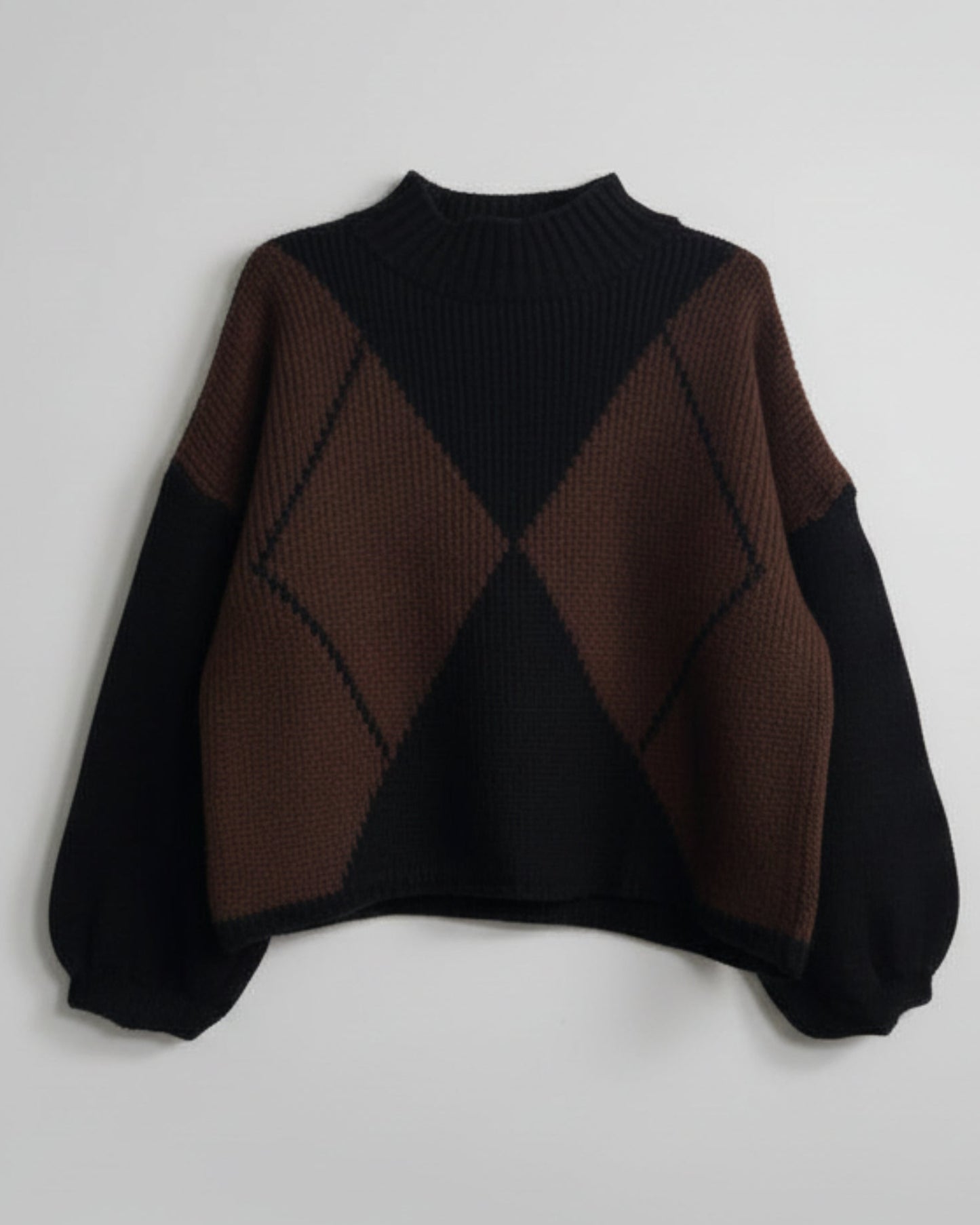 JERSEY PUNTO ROMBOS MARRON Y NEGRO