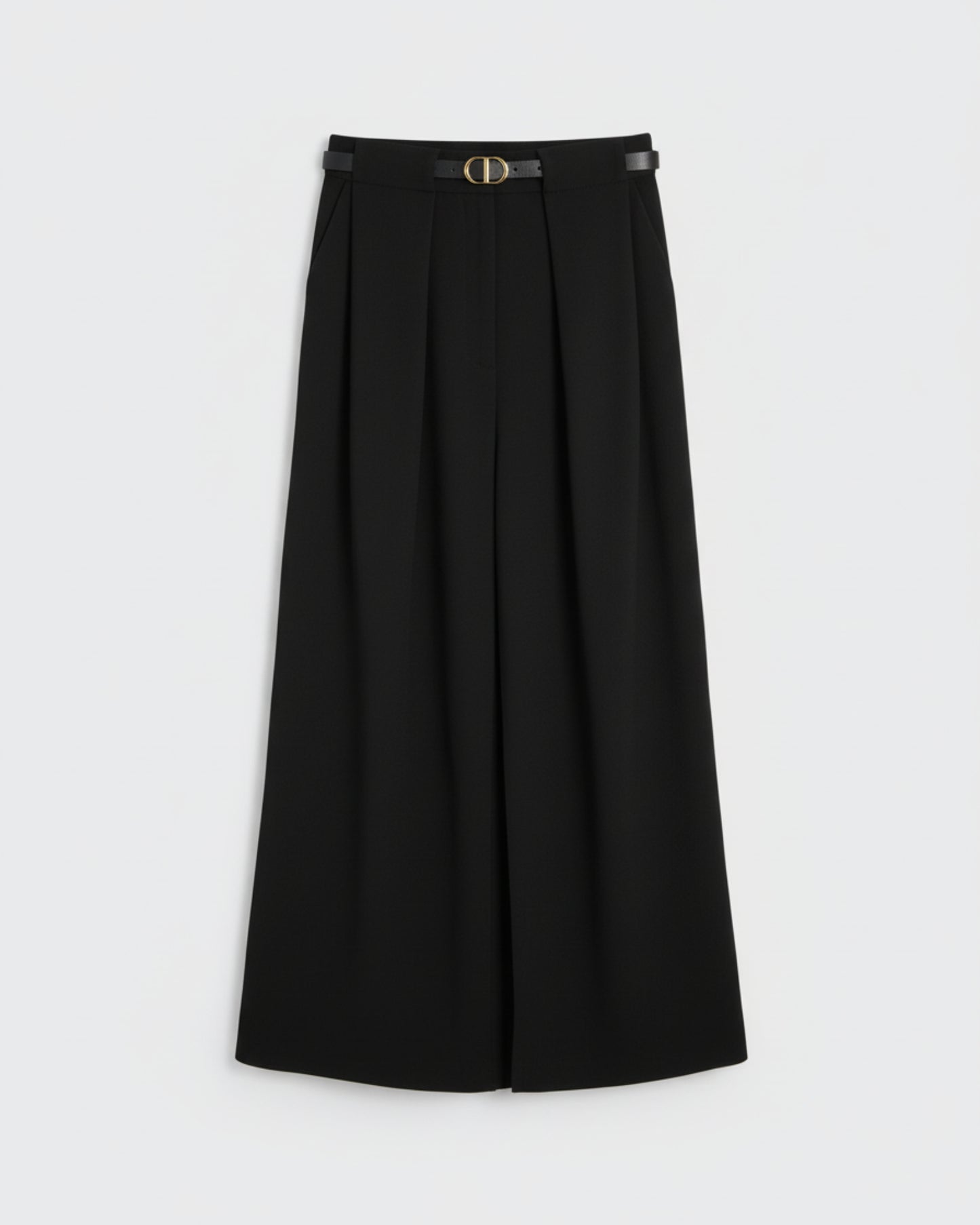 PANTALÓN PLIEGUE CINTURÓN NEGRO