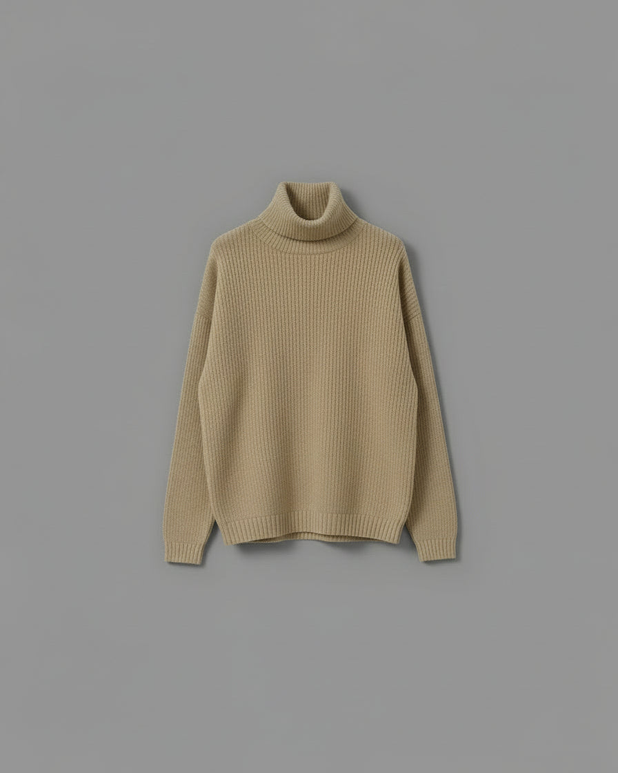 JERSEY OVERSIZE CUELLO SUBIDO TAUPE