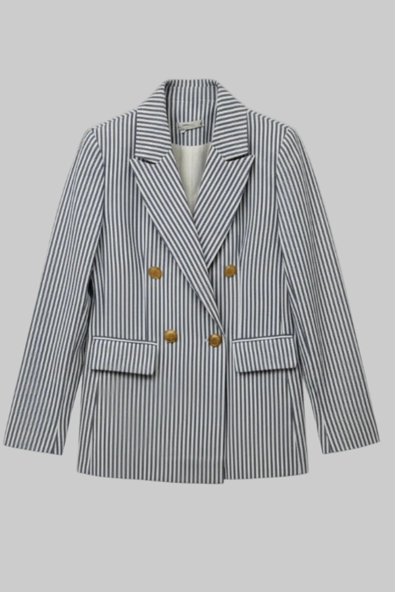 BLAZER RAYAS AZUL CELESTE