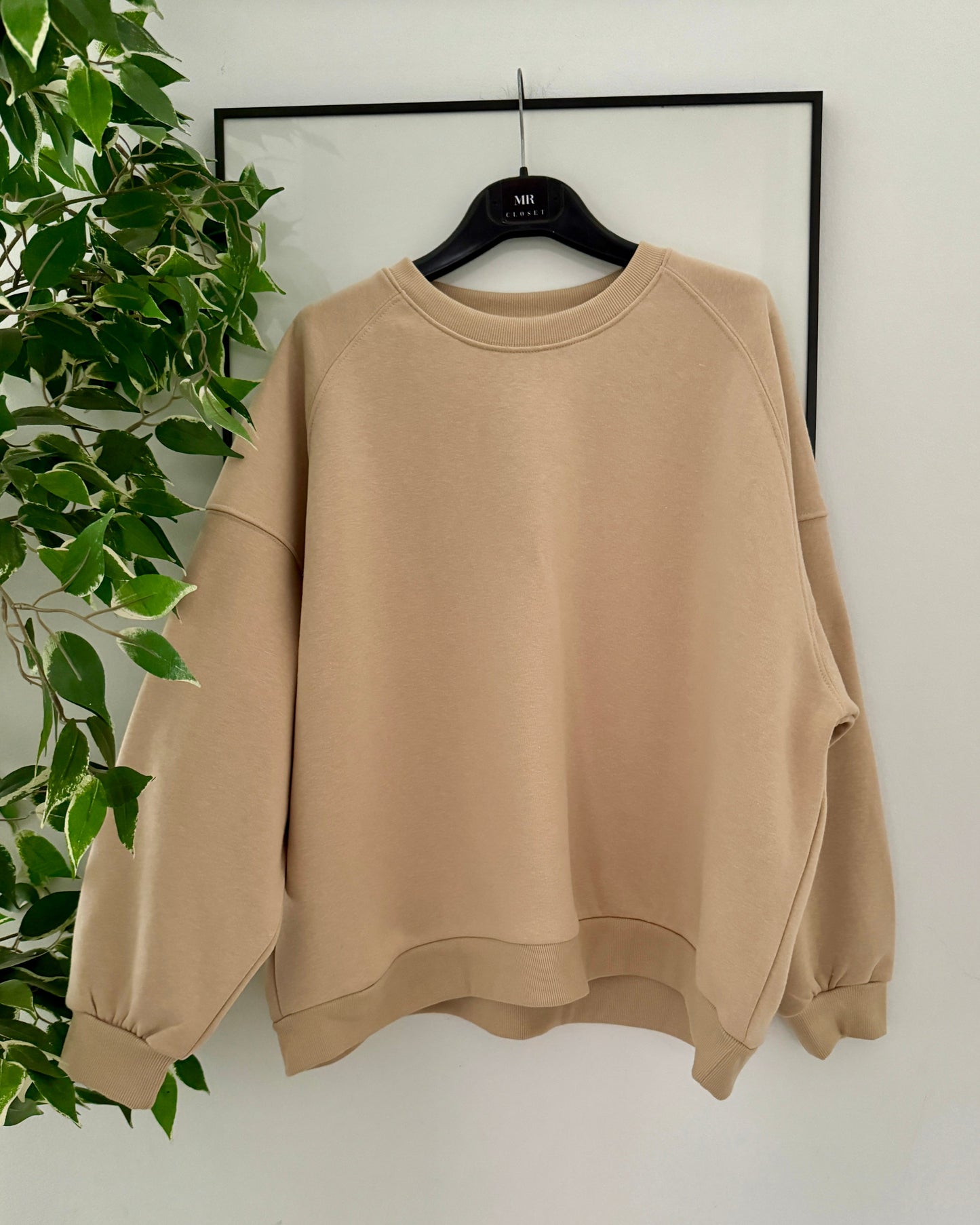 SUDADERA OVERSIZE BEIGE