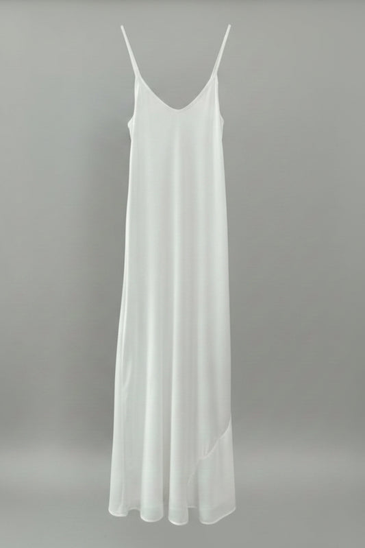 VESTIDO LARGO SATINADO BLANCO