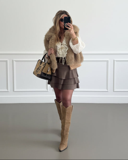 CHALECO EFECTO PELO BEIGE