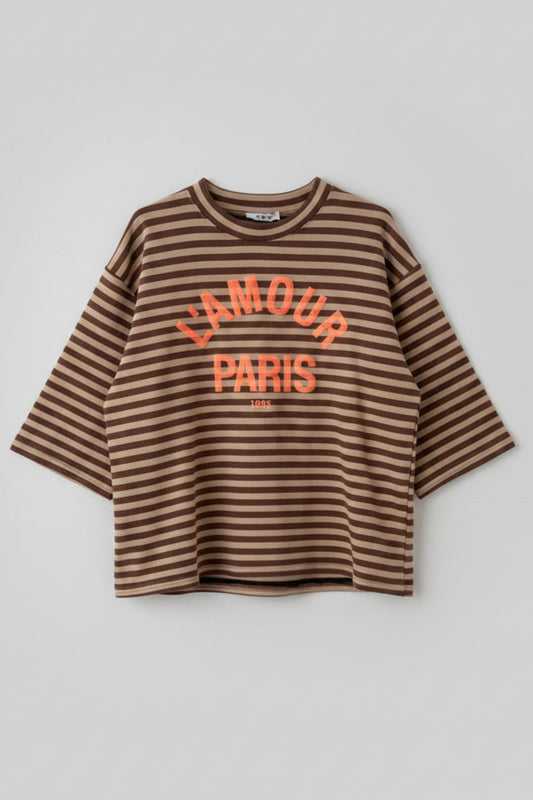 CAMISETA RAYAS MARRÓN