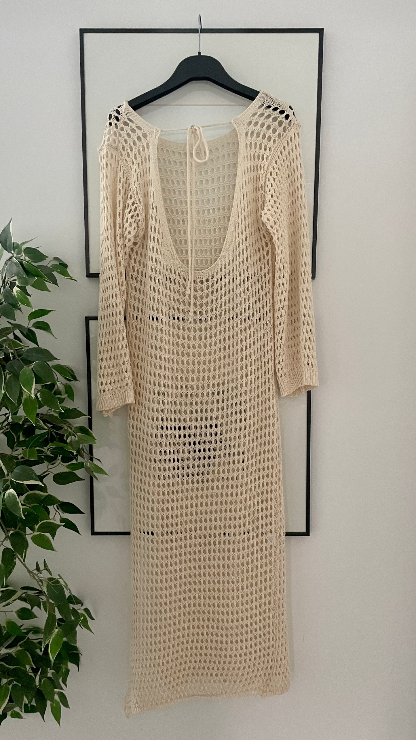 VESTIDO MIDI CROCHET BEIGE