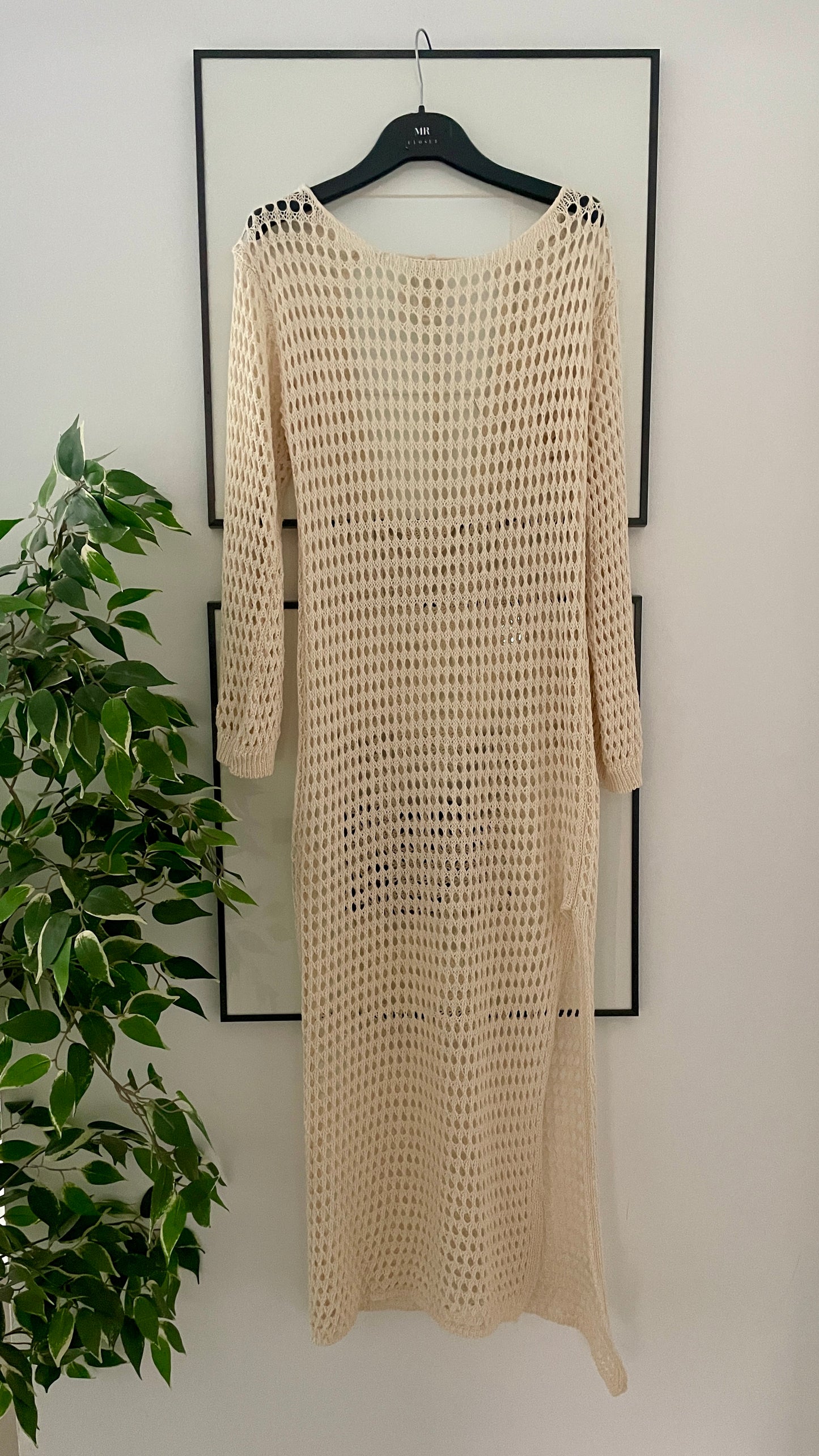 VESTIDO MIDI CROCHET BEIGE