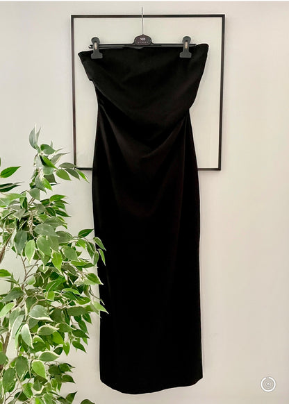 Vestido Midi Drapeado Negro