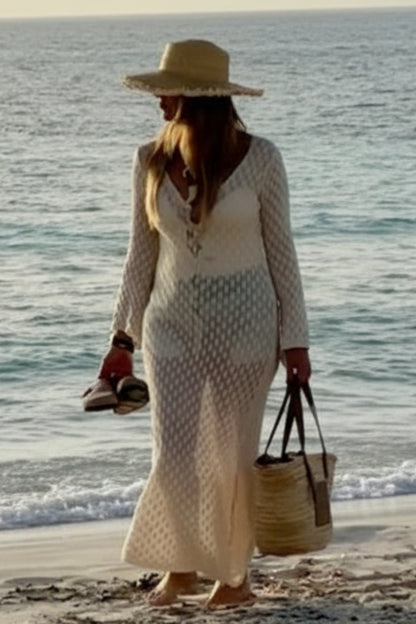 VESTIDO LARGO CROCHET BEIGE