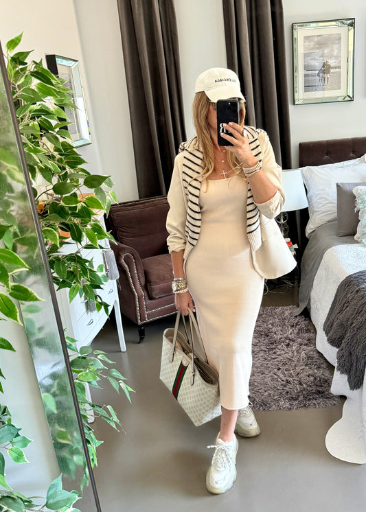 VESTIDO MIDI PUNTO BEIGE