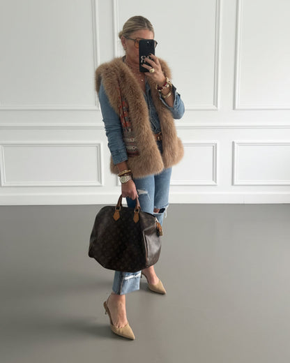 CHALECO BORDADOS COMBINADO EFECTO PELO