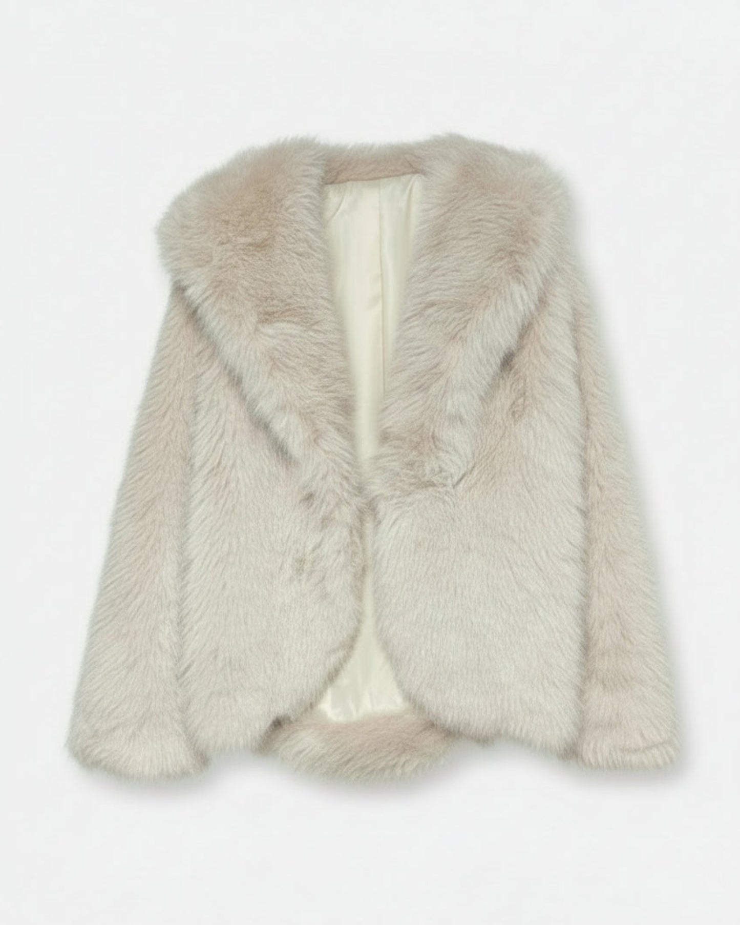 ABRIGO CORTO CAPUCHA EFECTO PELO BEIGE