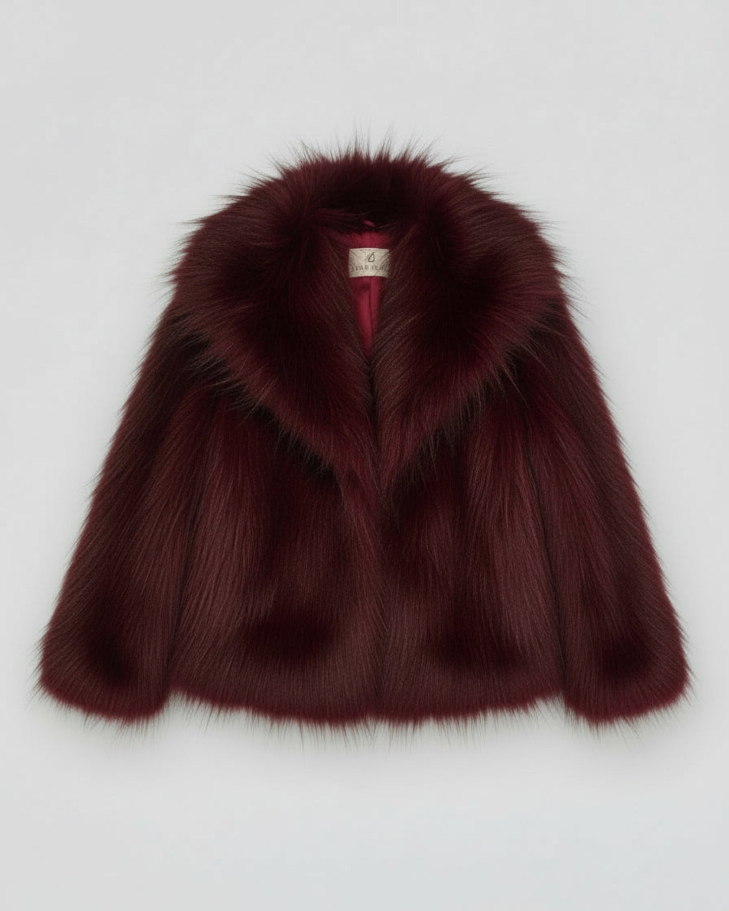 ABRIGO CORTO EFECTO PELO BURDEOS