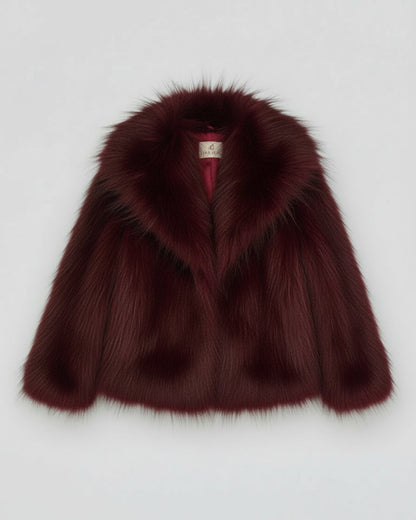 ABRIGO CORTO EFECTO PELO BURDEOS