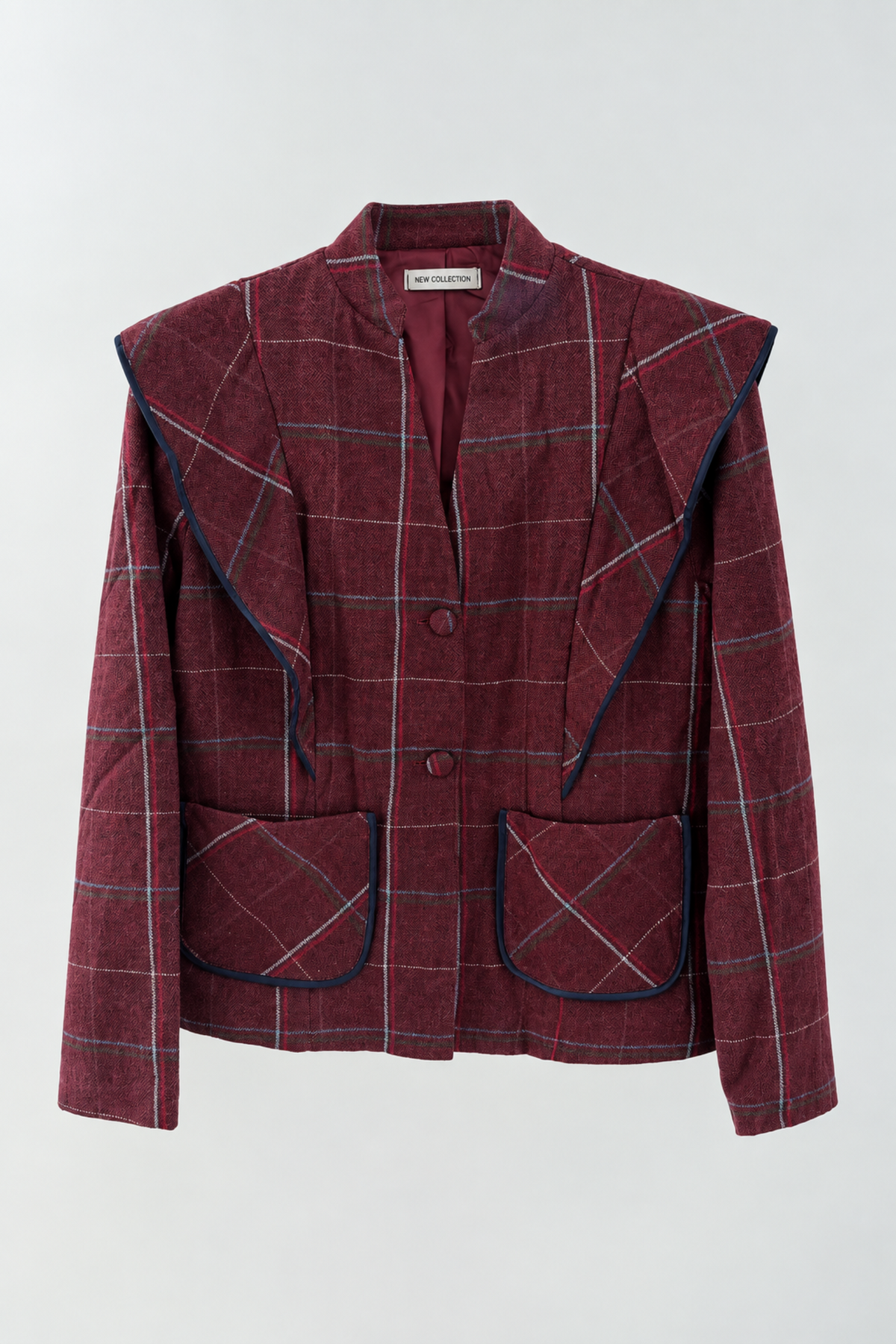 CHAQUETA CUADROS BURDEOS