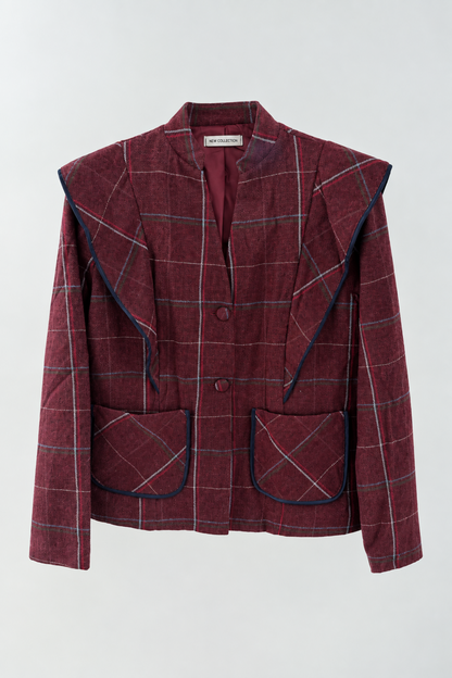 CHAQUETA CUADROS BURDEOS