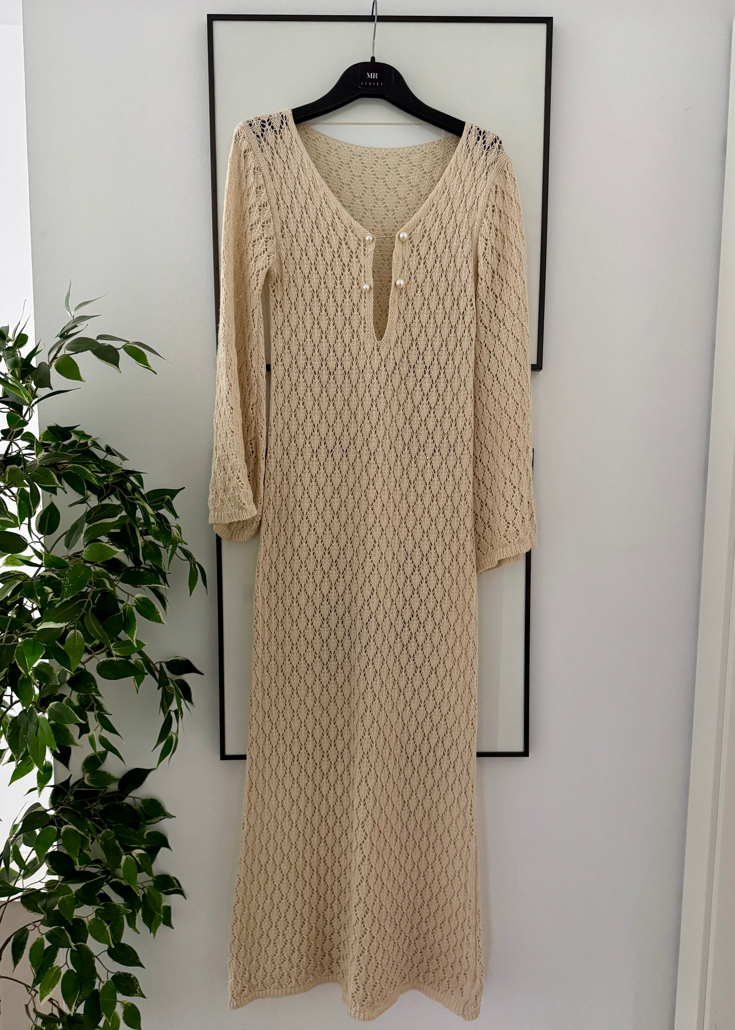 VESTIDO LARGO CROCHET BEIGE