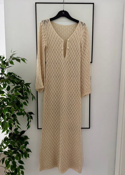 VESTIDO LARGO CROCHET BEIGE