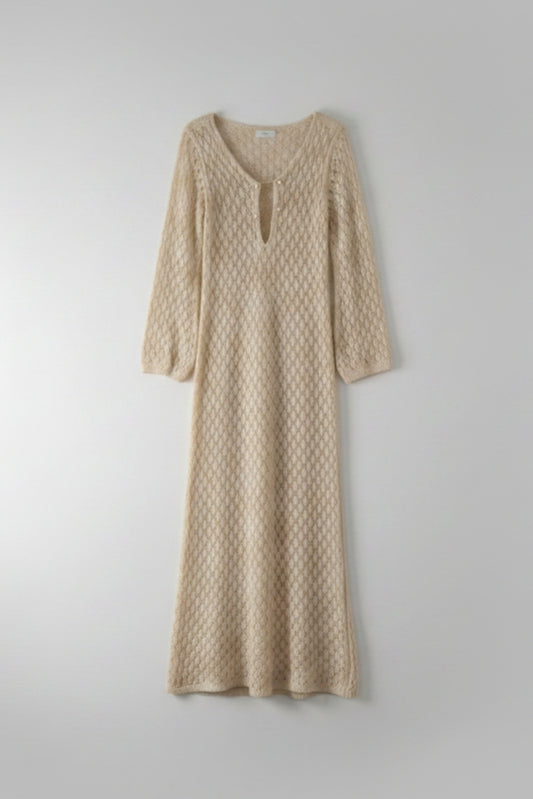 VESTIDO LARGO CROCHET BEIGE