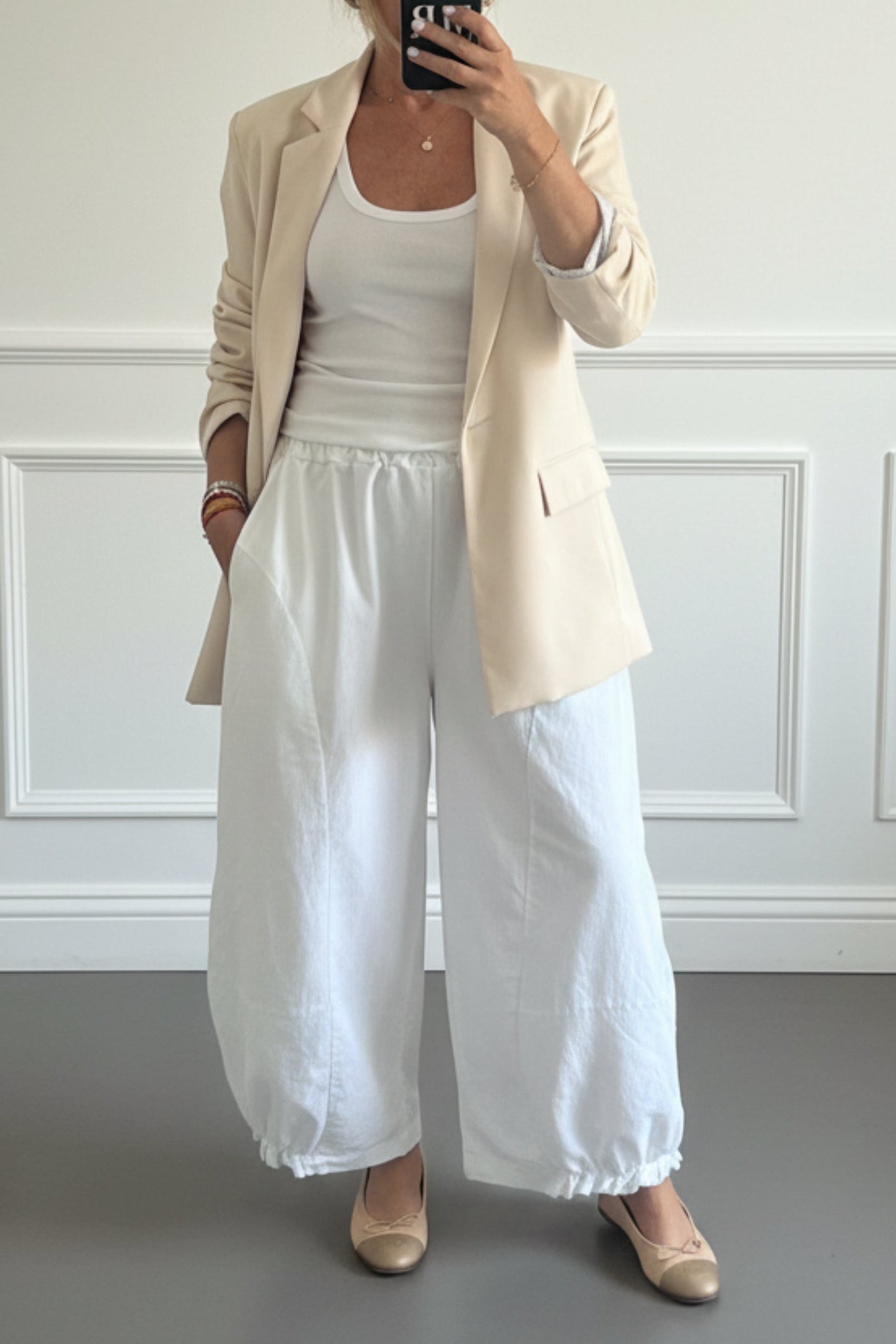PANTALÓN GLOBO BLANCO