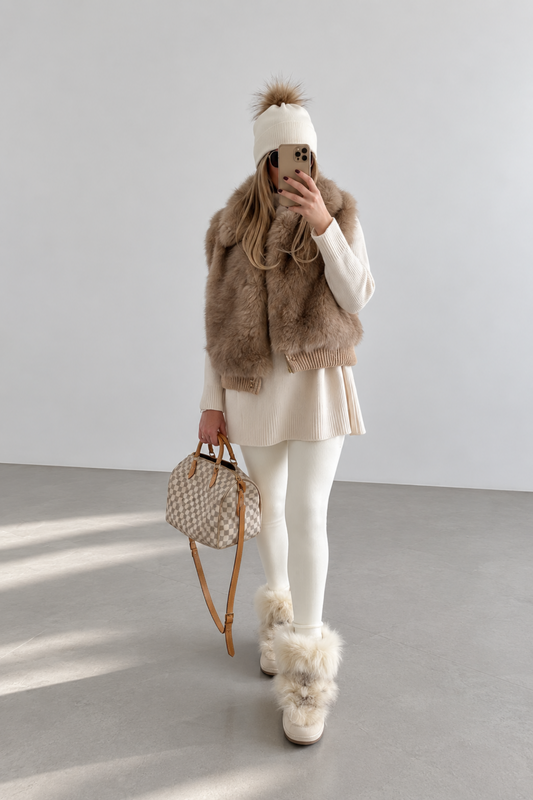 CHALECO EFECTO PELO BEIGE