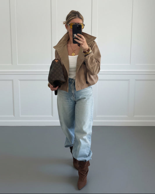 TRENCH CROPPED CRUZADO GLOBO