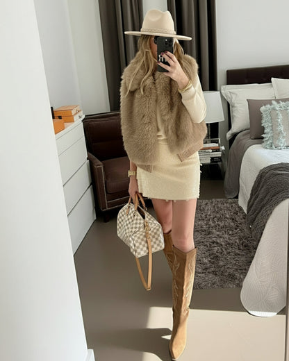 FALDA MINI LENTEJUELAS BEIGE