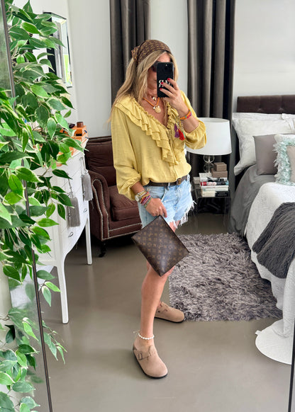 BLUSA VOLANTES AMARILLA