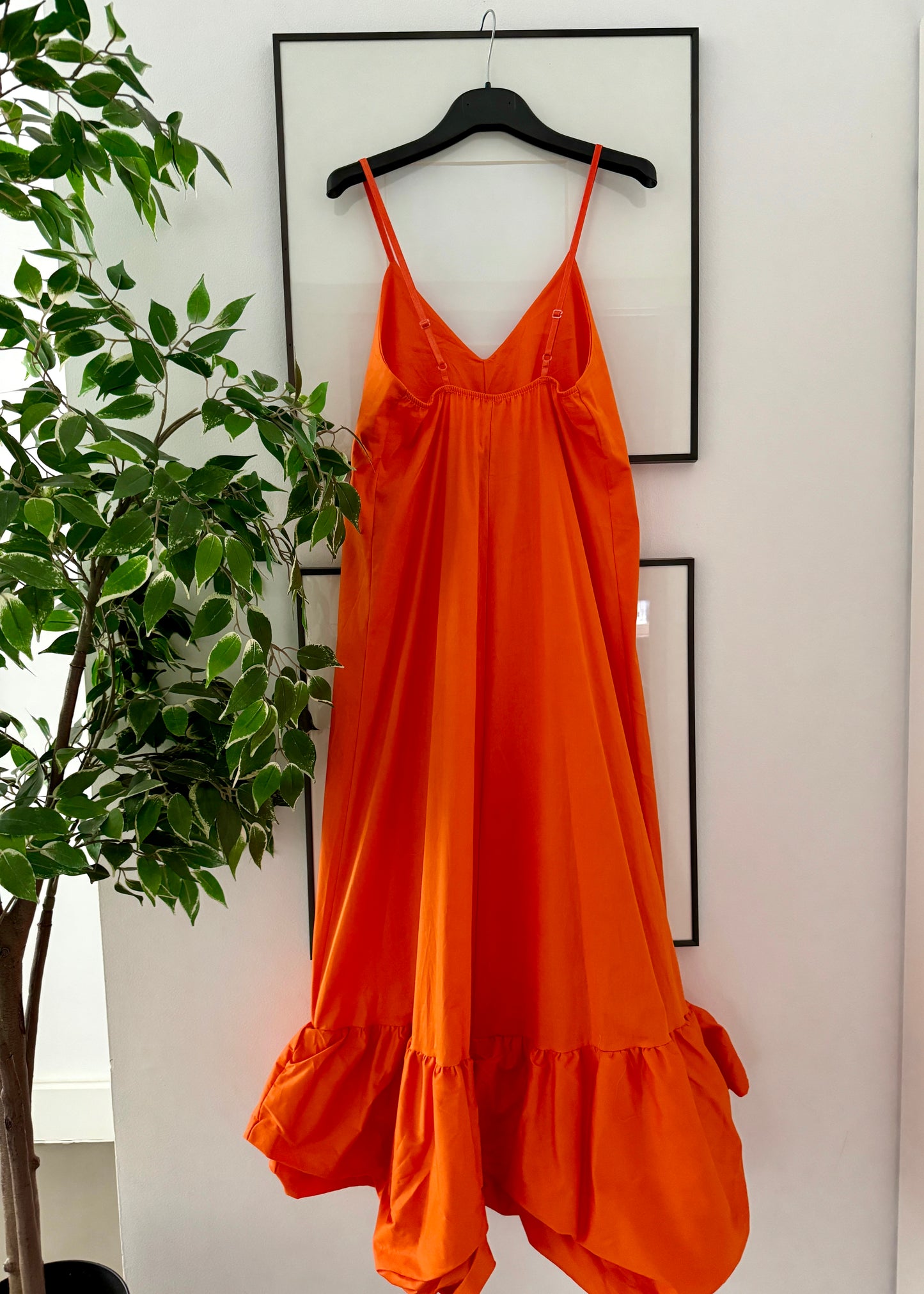 Vestido Largo Volante Globo Naranja