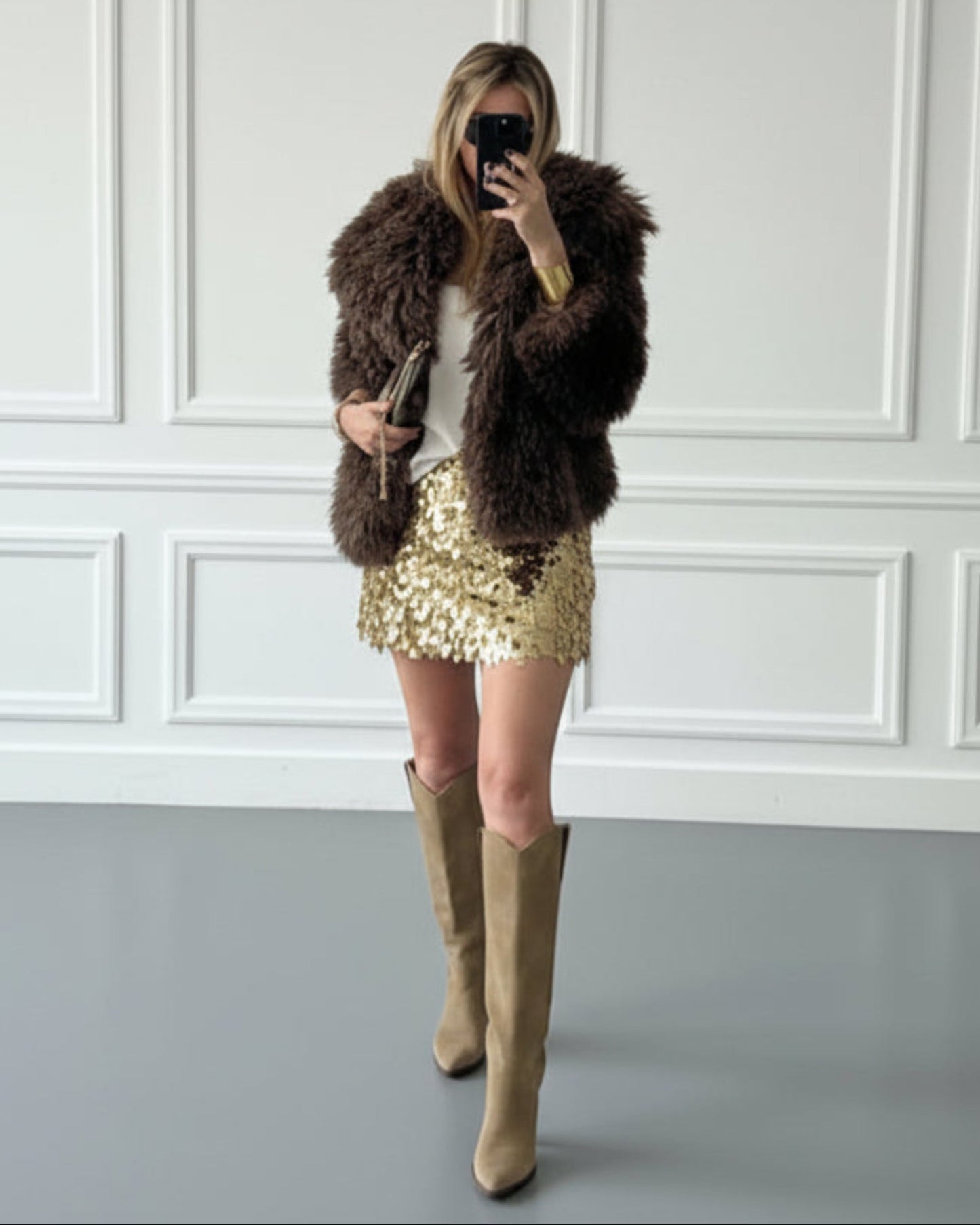 FALDA MINI LENTEJUELAS DORADA