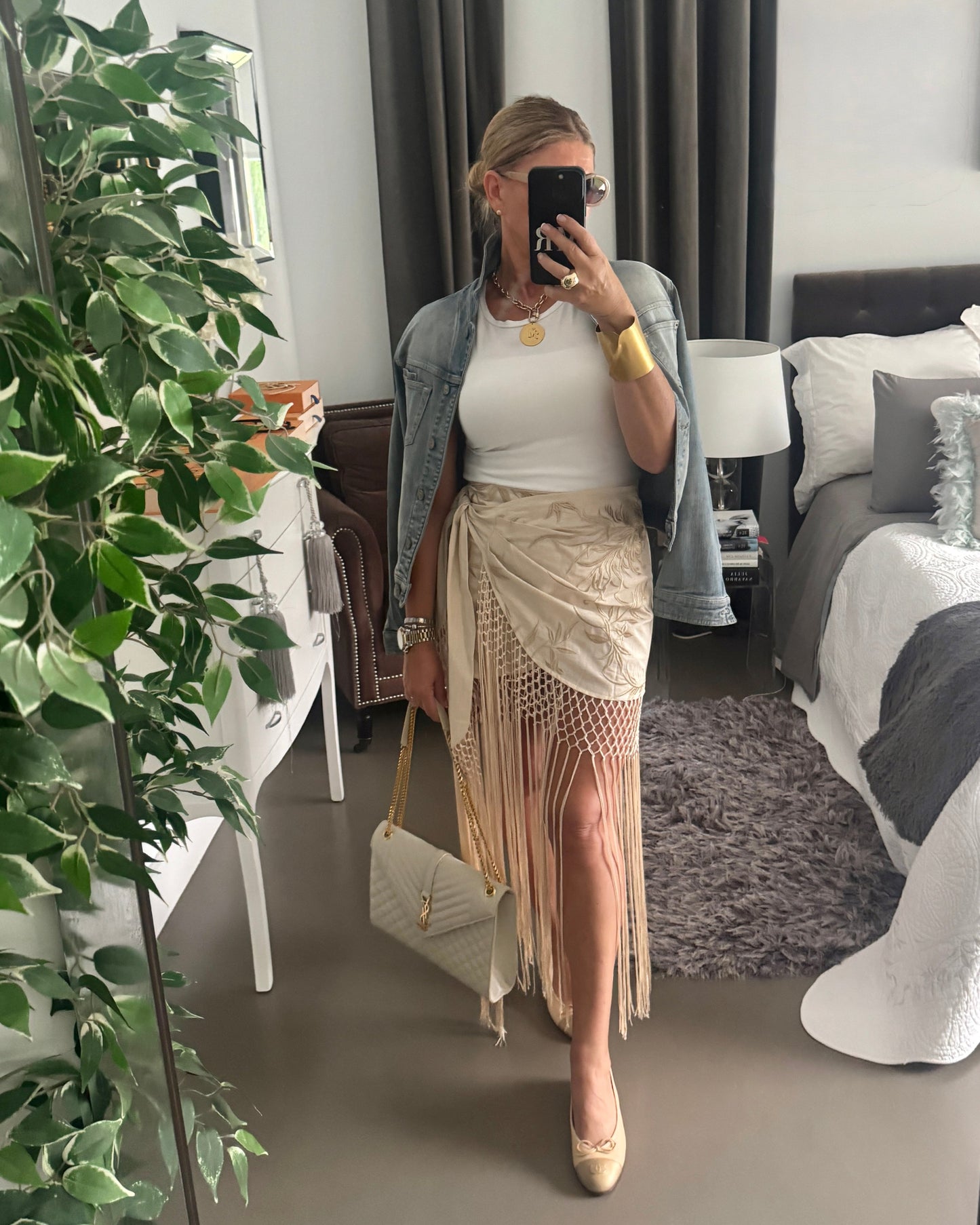 FALDA PANTALON BORDADA FLECOS