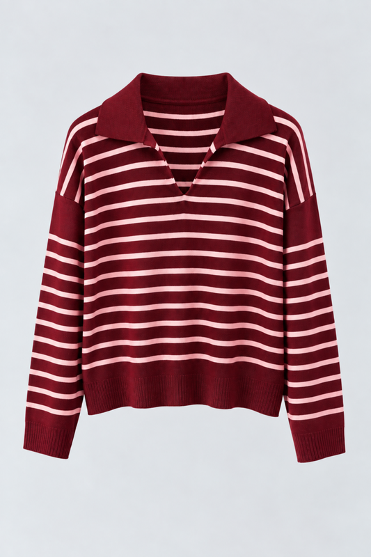 JERSEY PUNTO POLO RAYAS ROSAS