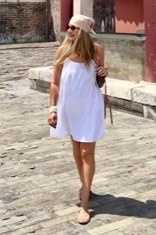 VESTIDO GLOBO TIRANTES BLANCO