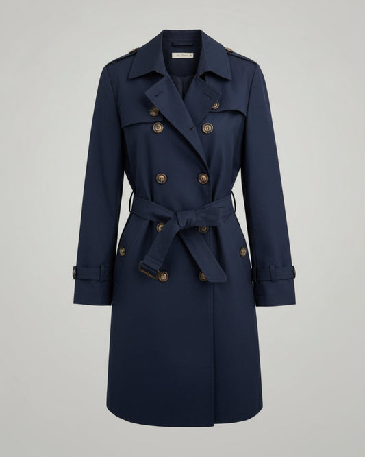 TRENCH CRUZADA AZUL MARINO