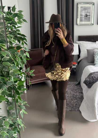 FALDA MINI LENTEJUELAS DORADA