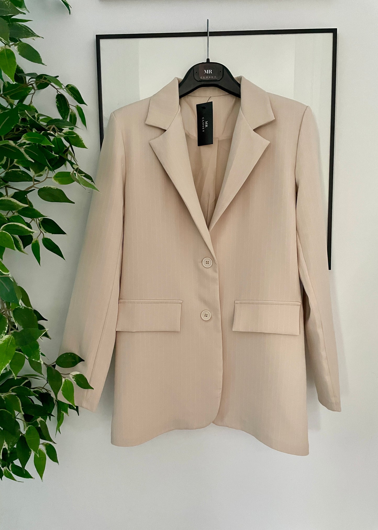 Blazer Recta Raya Diplomática Beige