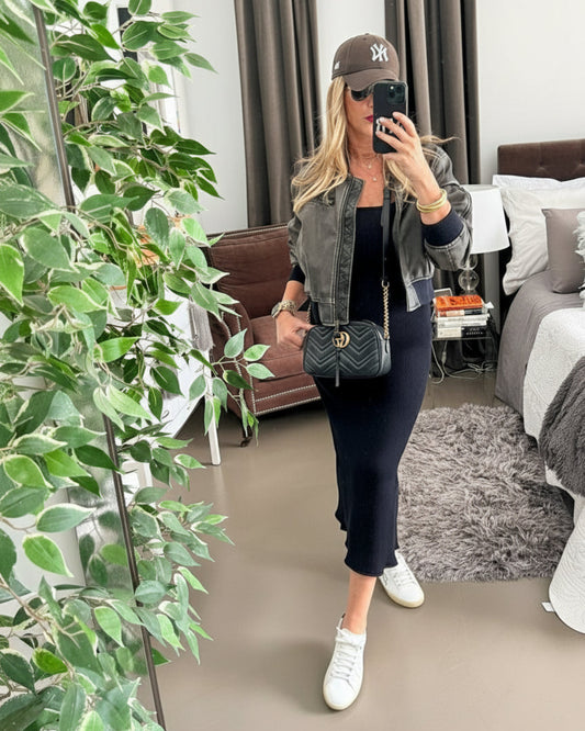 VESTIDO MIDI PUNTO NEGRO