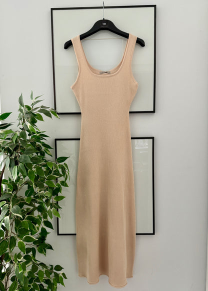 Vestido Midi Punto Beige